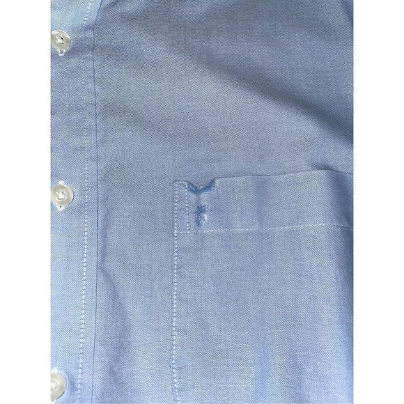 Saddlebred Easy Care Oxford Blue Mens Button Up Long Sleeve Size 16.5 Neck - Picture 5 of 10